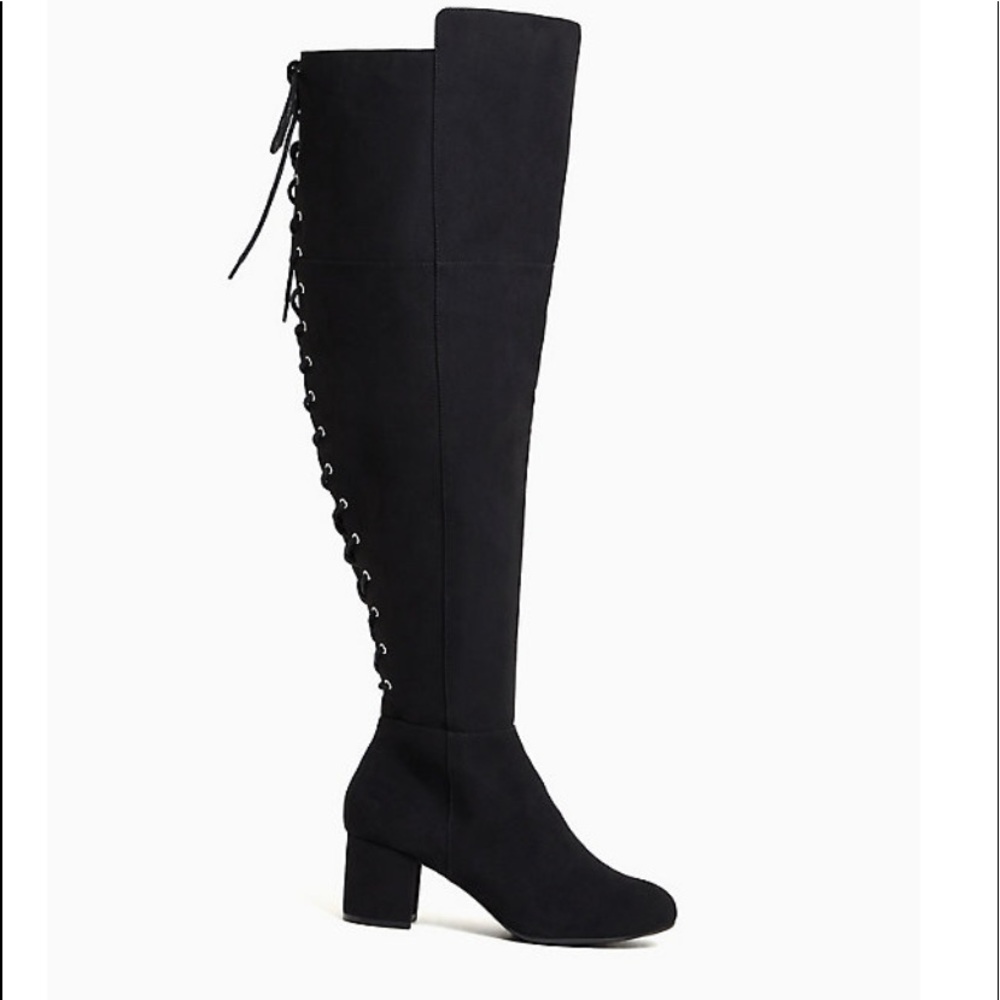 Grey corset over the knee boots